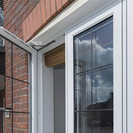 Casement windows with one window open